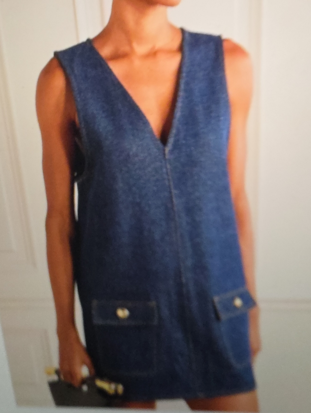 Frame The Pinafore Paneled Denim Mini Dress Size S